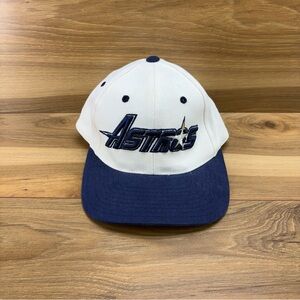 Vintage ANNCO Houston Astros Script Logo Hat White Navy MLB Deadstock